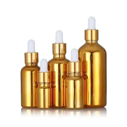 Empty Dropper Bottle Gold Silver