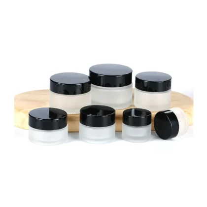 Round Clear Glass Jars with Black Lids